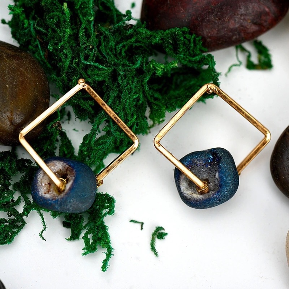 Minimalist geometric Statement gold earrings